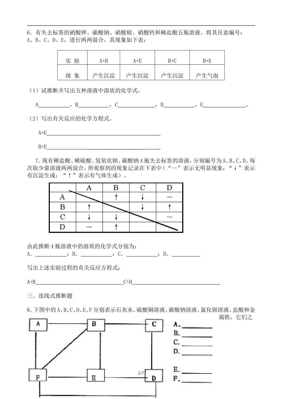 初三化学物质推断题专题训练_第2页