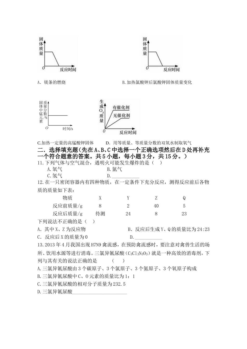 初三化学一至六单元测试试卷_第2页