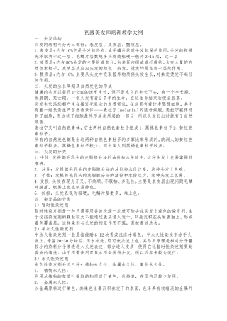 初级美发师教学大纲