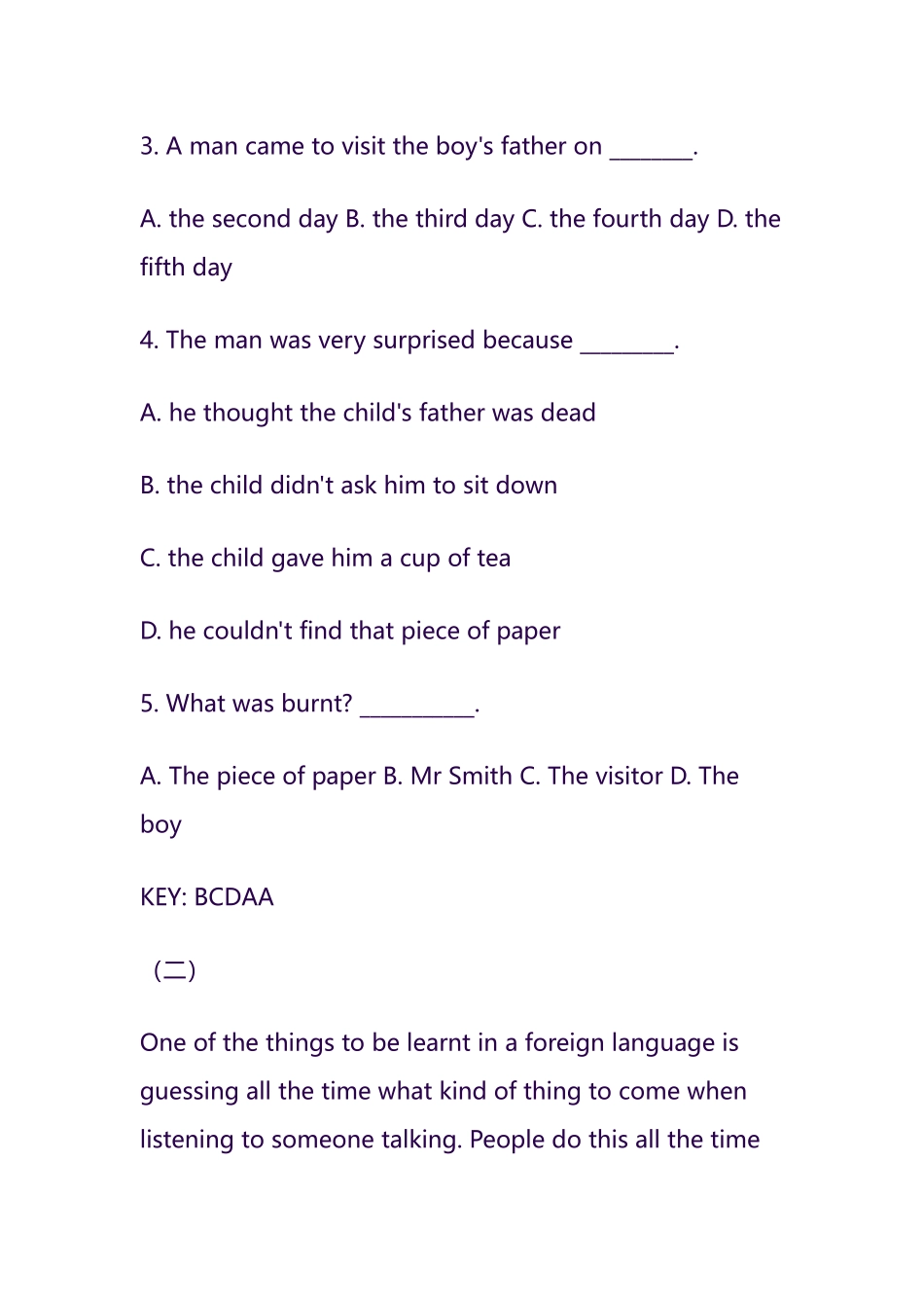 初三英语阅读理解训练题及答案三_第3页