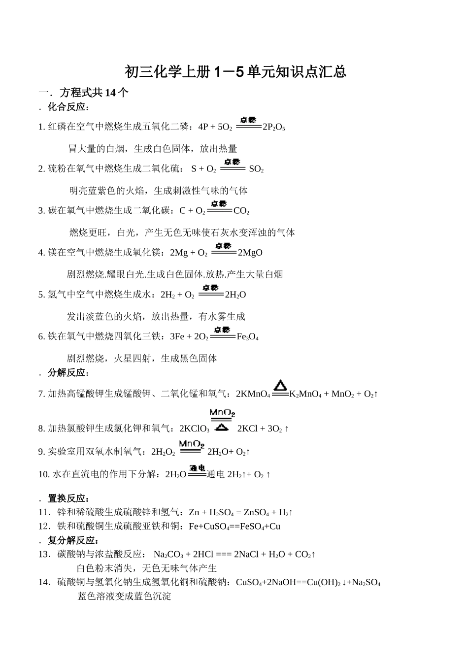 初三化学重点上册_第1页