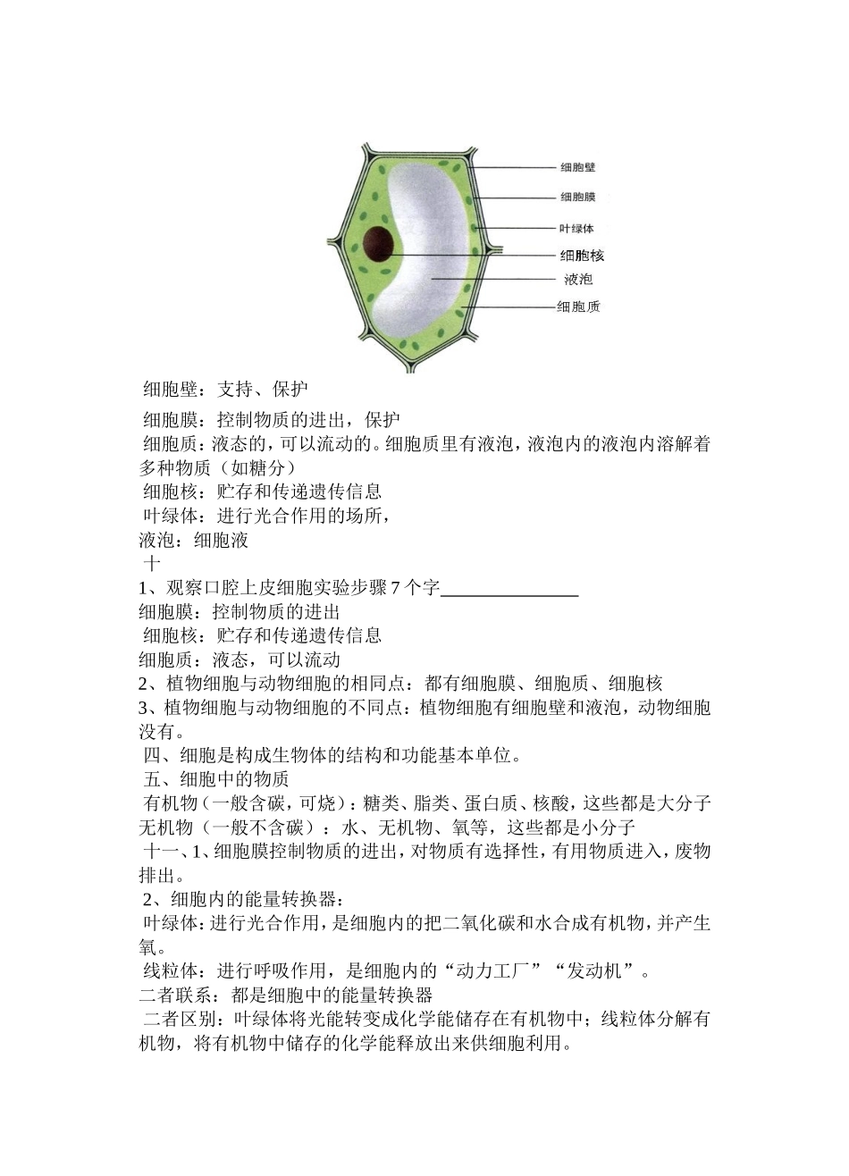 初一生物上册重点(写在单独生物本上要认真)_第3页