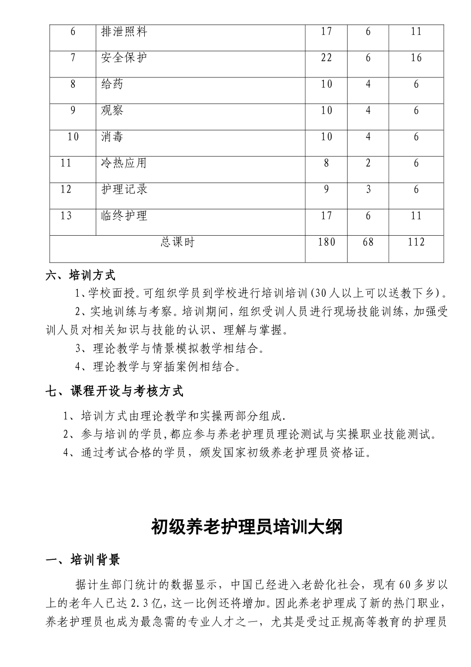 初级养老护理员培训计划和大纲_第2页