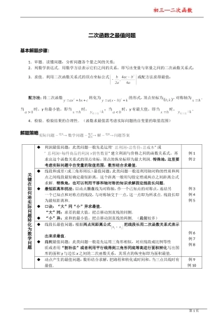 初三中考复习二次函数最值问题