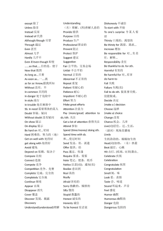 初三中考高频词汇