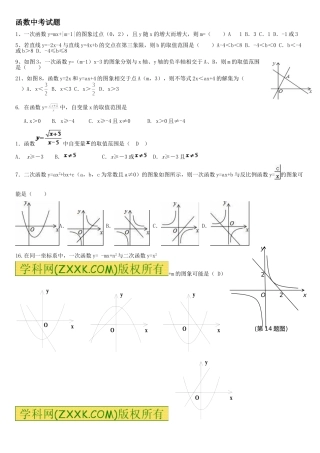 初三综合复习函数中考试题(含答案)