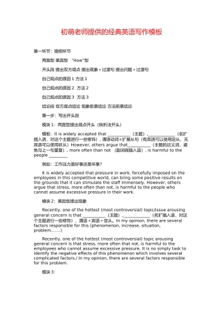 初萌老师提供的经典英语写作模板