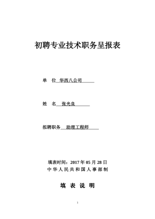 初聘申报表格(初次评职称填)