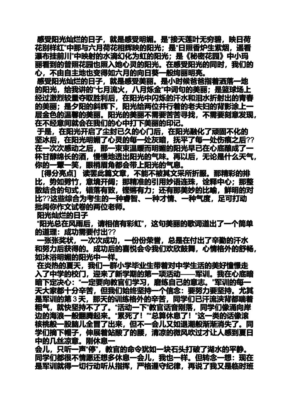 初三作文之初三500字作文阳光灿烂的日子_第2页