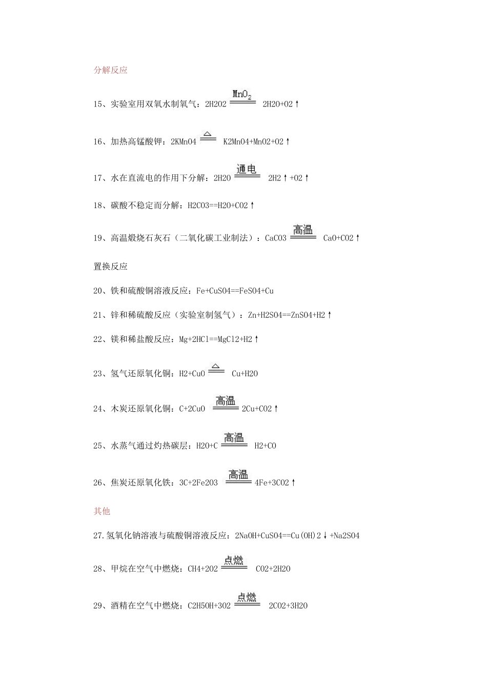 初三常见化学方程式_第2页