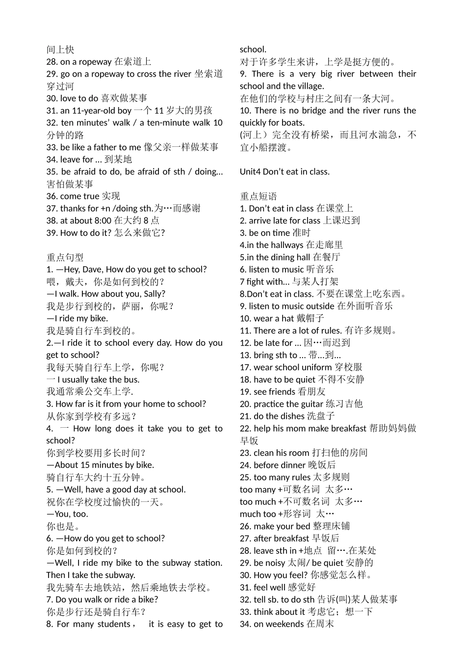 初一下册英语重点短语_第3页