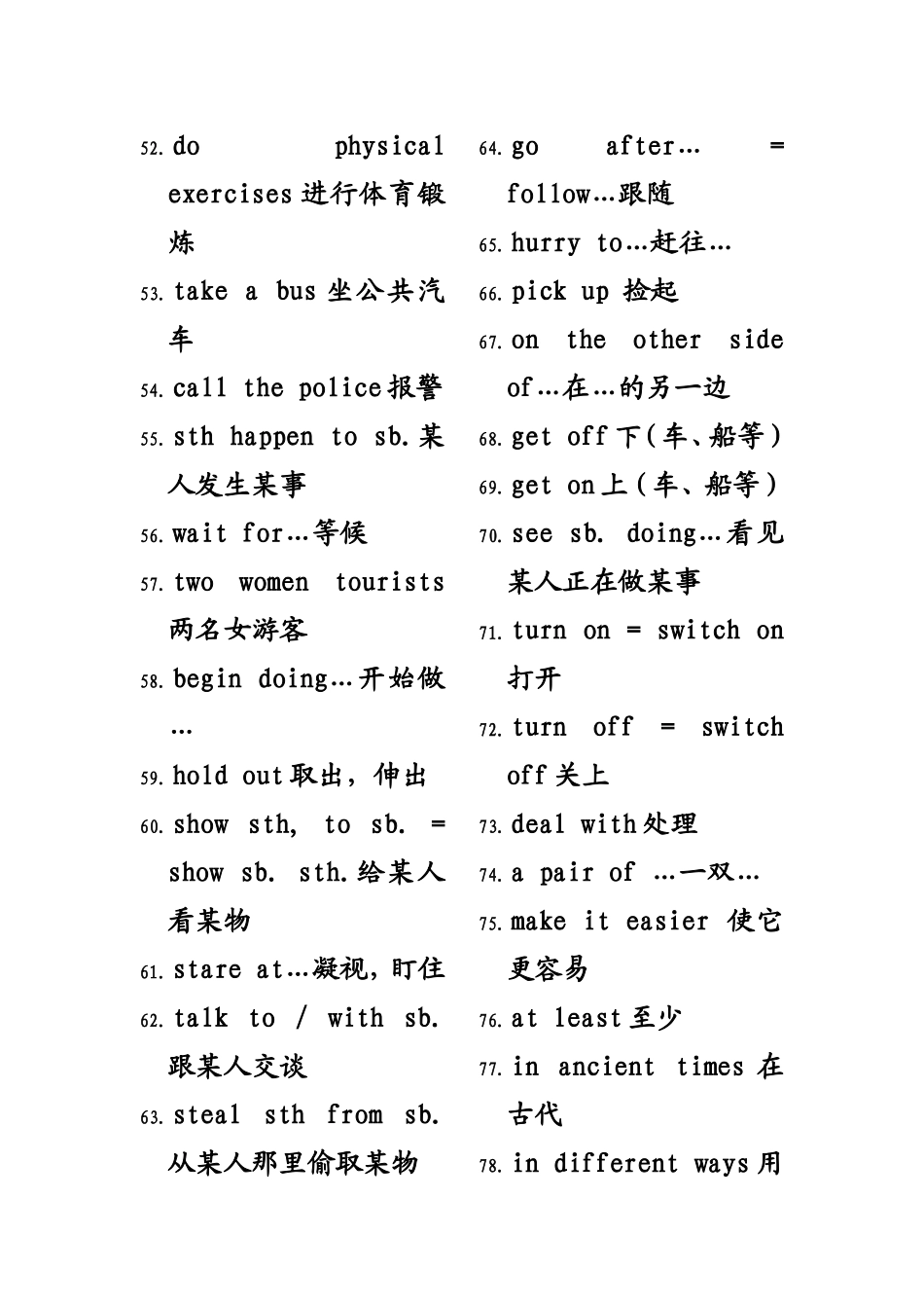 初一英语短语汇总_第3页