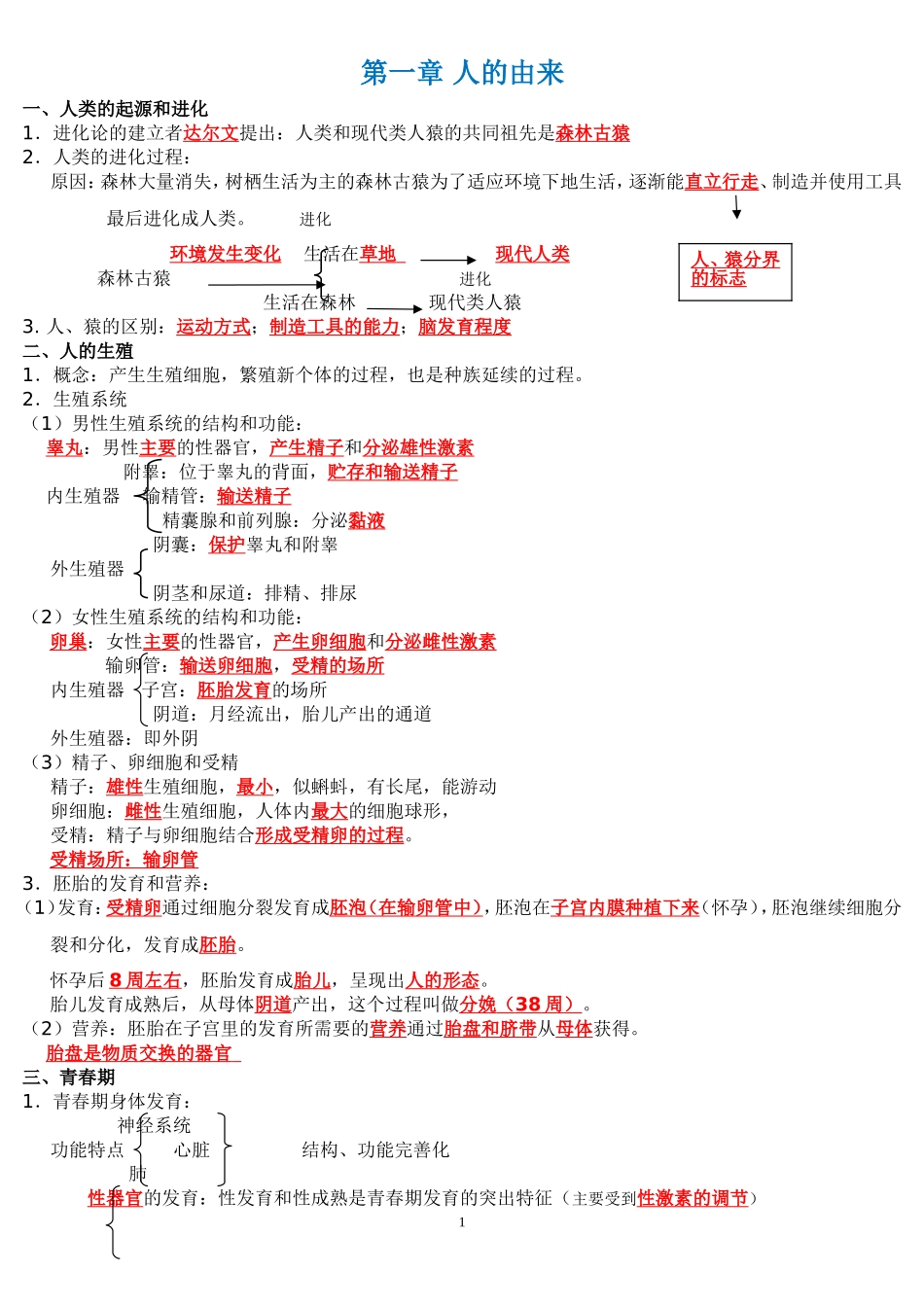 初一下学期生物复习资料_第1页