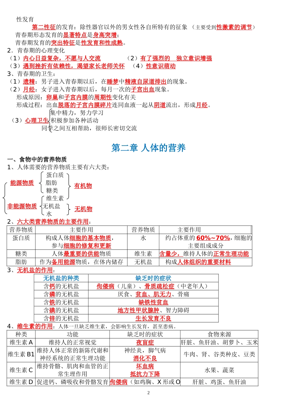 初一下学期生物复习资料_第2页