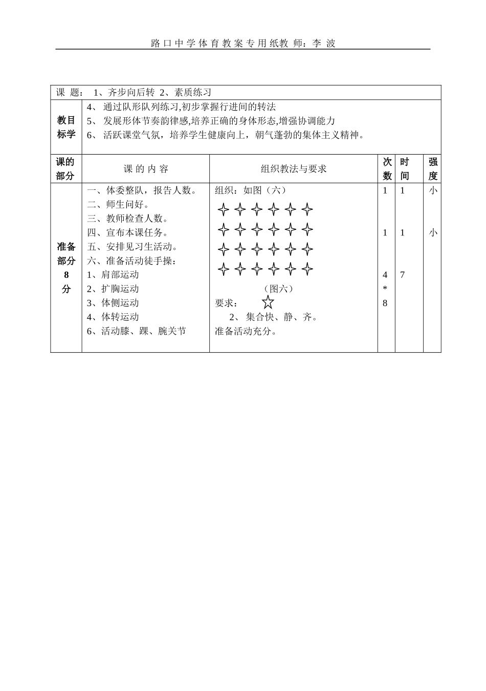 初一下学期体育教案(同名3917)_第3页