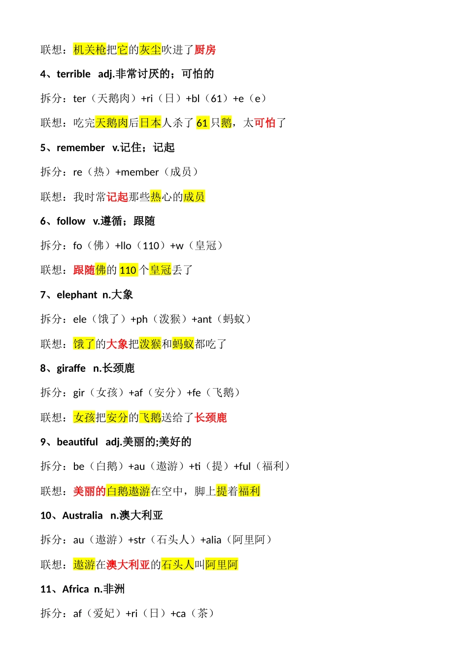 初一下学期英语单词记忆方法讲义_第3页