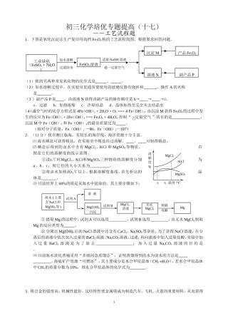 初三化学工艺流程题