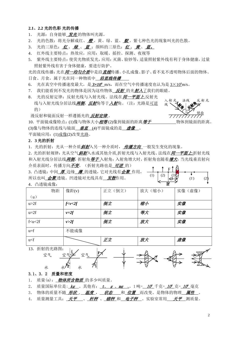 初三物理概念公式复习_第2页