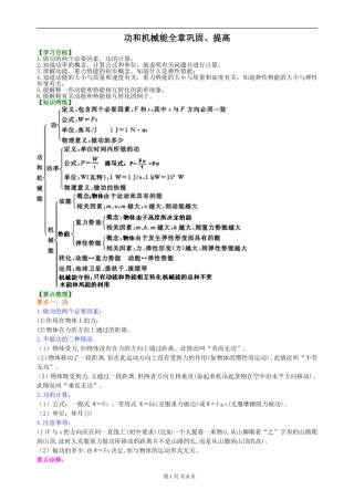 初三物理功和机械能提高讲解