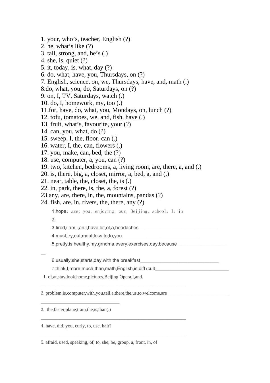初一英语选词填空-12选10_第1页