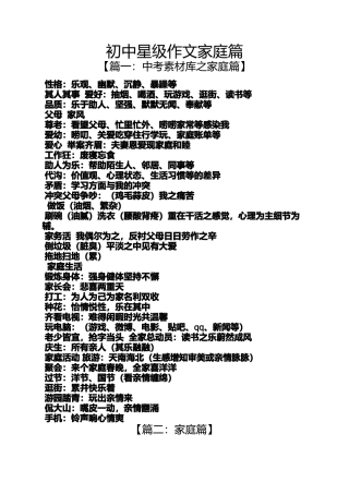 初三作文之初中星级作文家庭篇