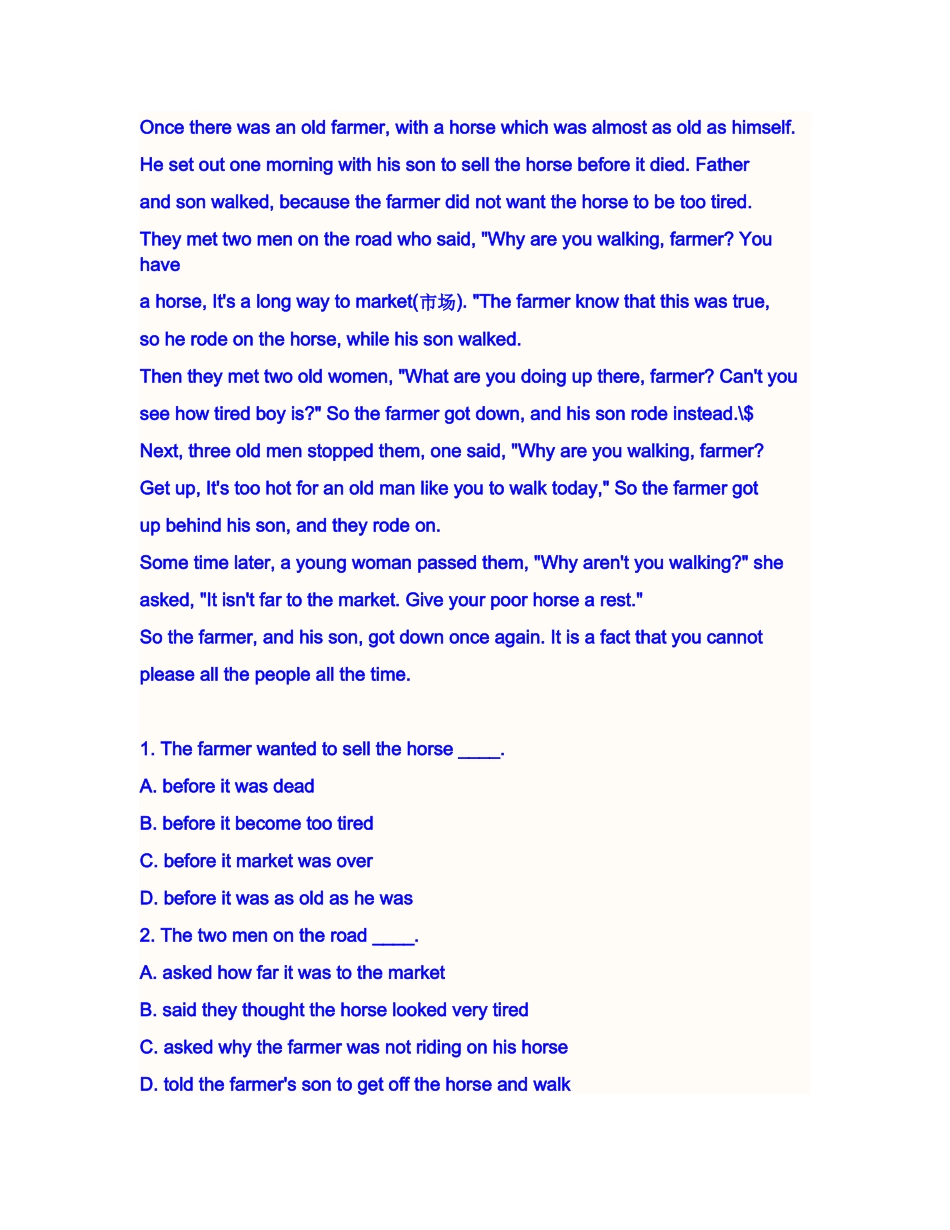 初一英语阅读理解(含答案)(同名16664)_第2页