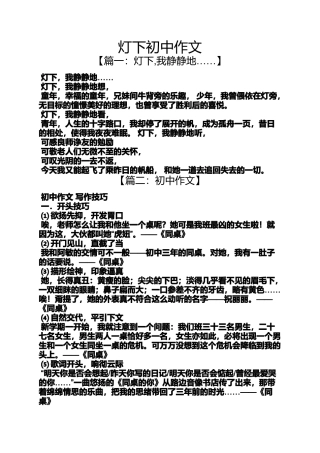 初三作文之灯下初中作文