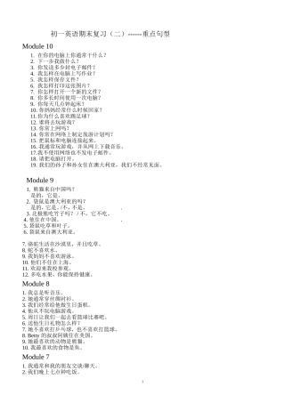 初一重点句型句子填空