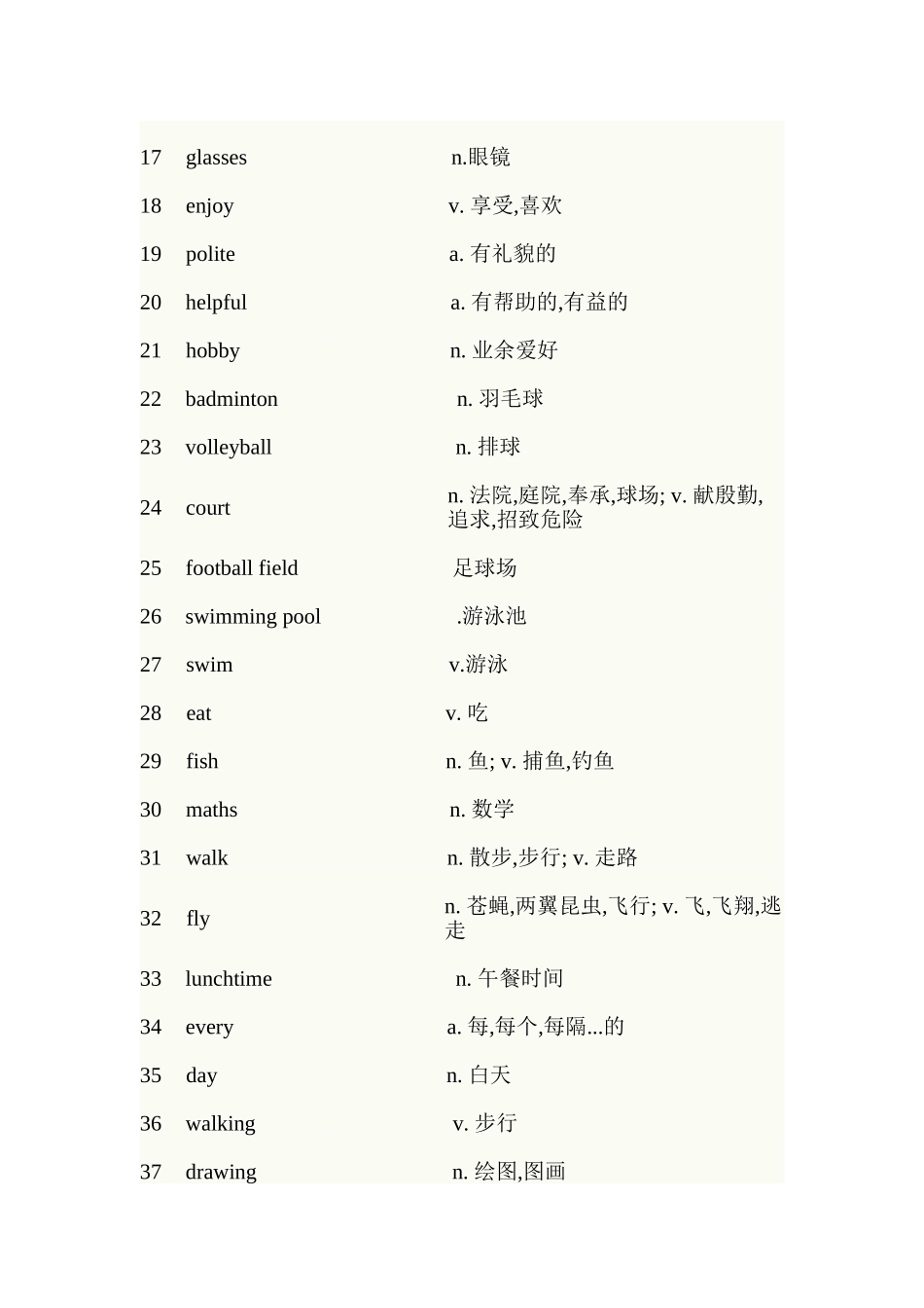 初中7年上单词_第2页