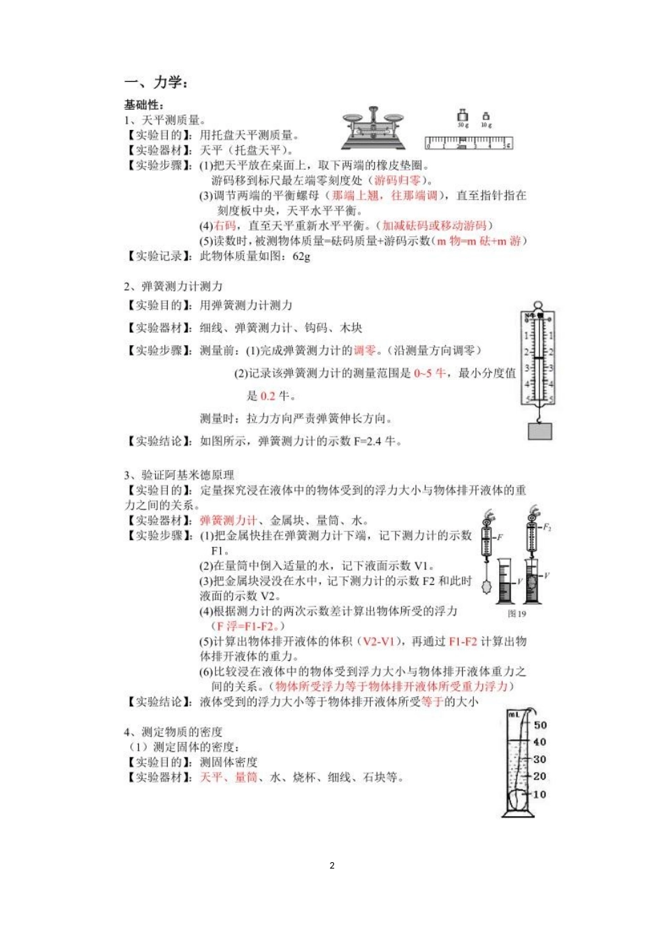 初中15个物理实验--实验步骤_第2页