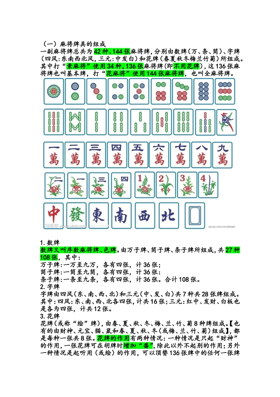 初学麻将基本知识-如何学习打麻将-麻将打法介绍_第1页