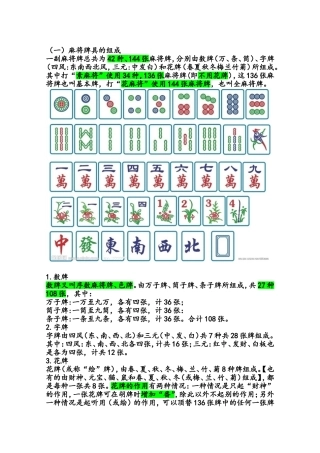 初学麻将基本知识-如何学习打麻将-麻将打法介绍