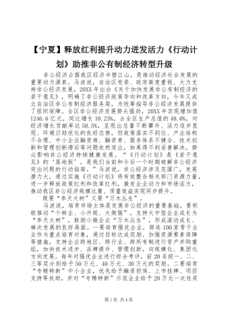 宁夏释放红利提升动力迸发活力行动计划助推非公有制经济转型升级