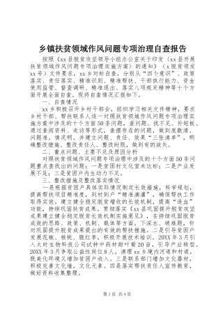 乡镇扶贫领域作风问题专项治理自查报告