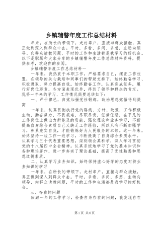 乡镇辅警年度工作总结材料