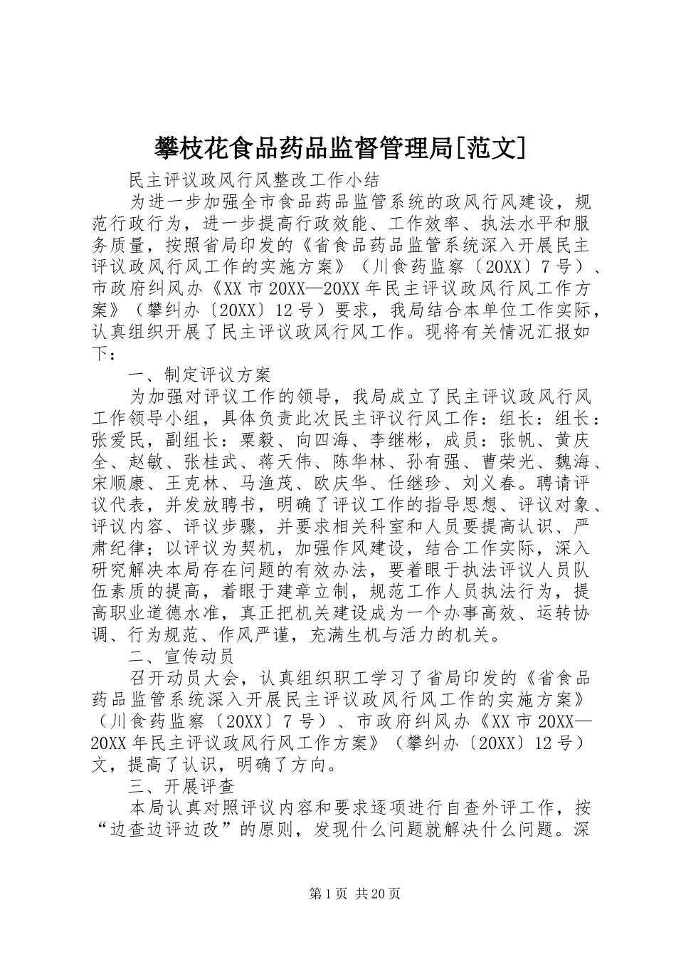 攀枝花食品药品监督管理局范文_第1页
