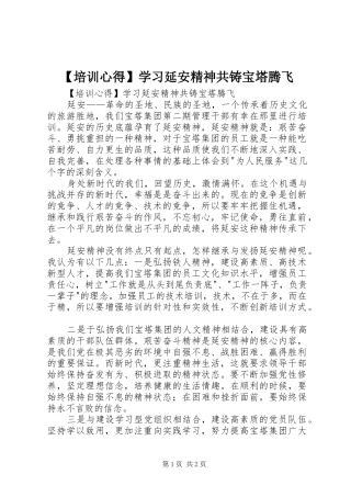 培训心得学习延安精神共铸宝塔腾飞