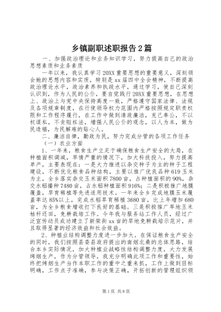 乡镇副职述职报告篇