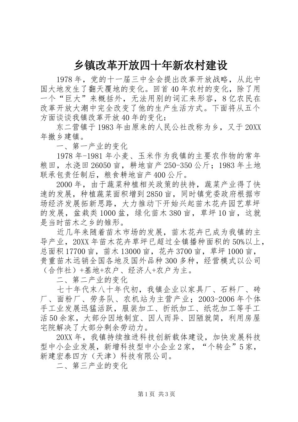 乡镇改革开放四十年新农村建设_第1页