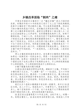 乡镇改革面临割肉之痛