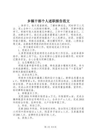乡镇干部个人述职报告范文