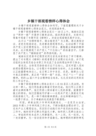 乡镇干部观看榜样心得体会