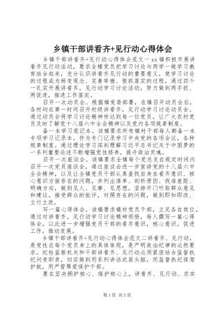 乡镇干部讲看齐见行动心得体会