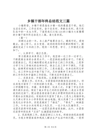 乡镇干部年终总结范文三篇