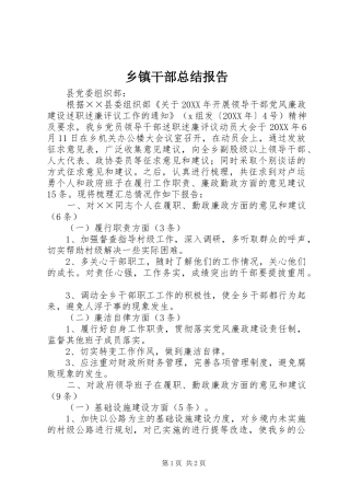 乡镇干部总结报告