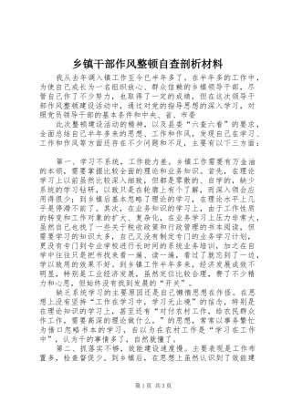 乡镇干部作风整顿自查剖析材料