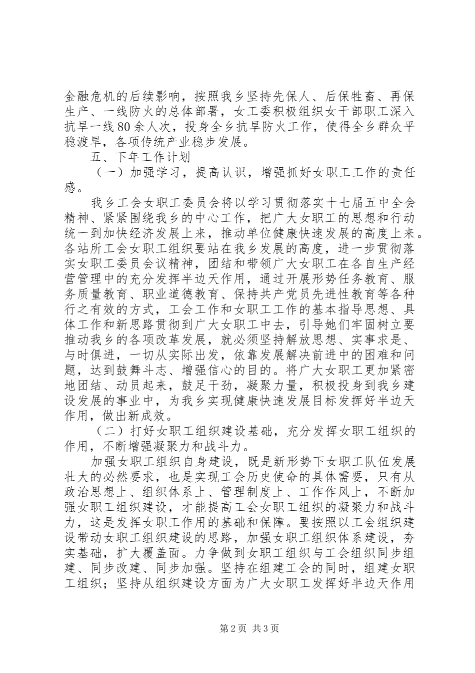 乡镇工会女职工委员会工作总结范文_第2页