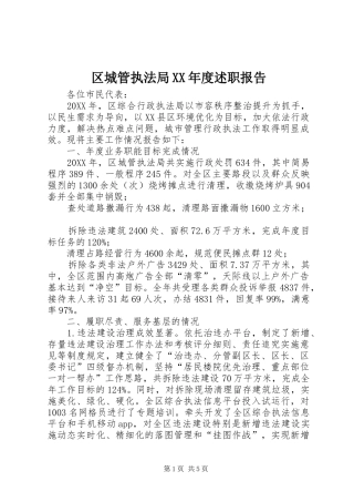 区城管执法局年度述职报告