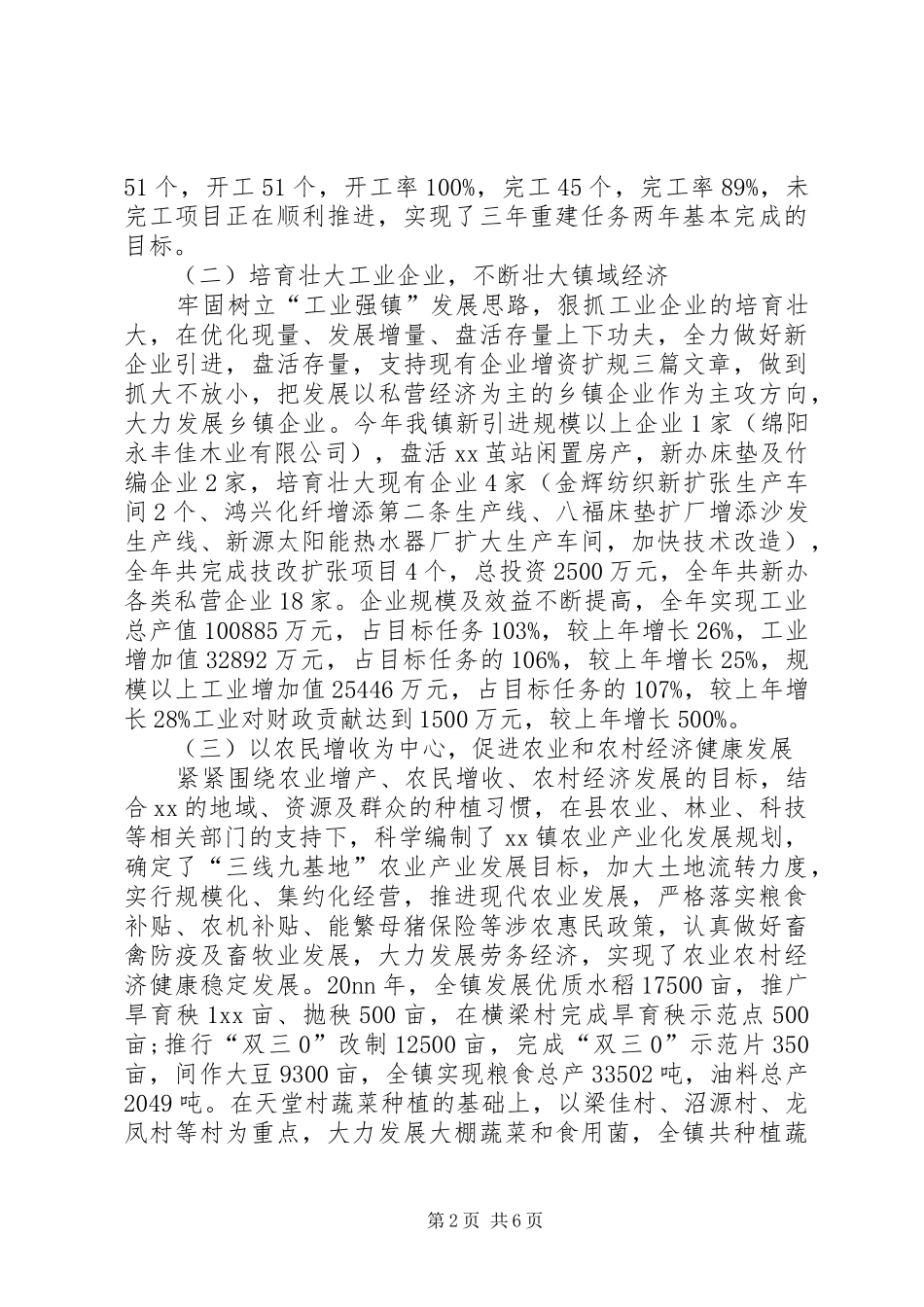 乡镇工作总结范文暨工作打算_第2页