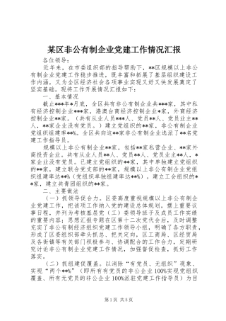 区非公有制企业党建工作情况汇报
